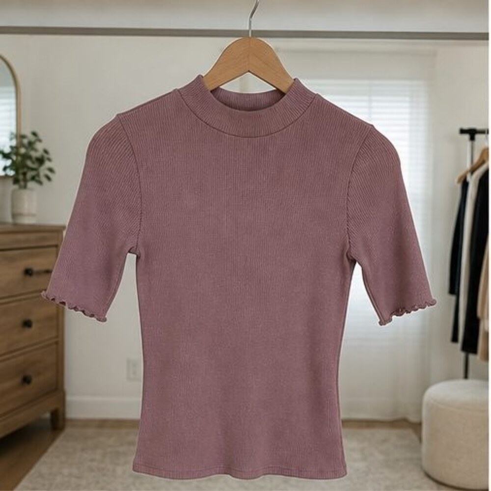 Gray Lace Trim Top